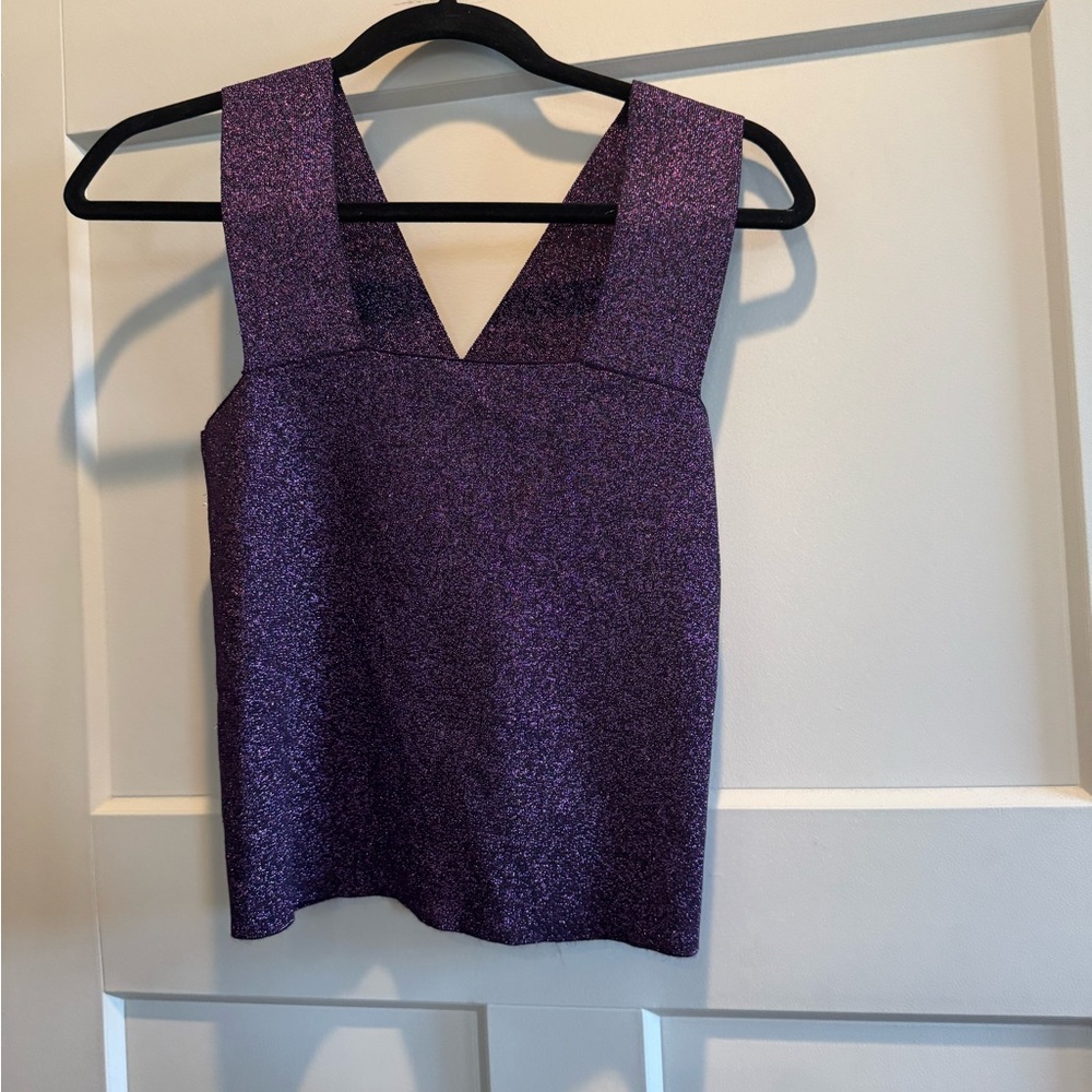 NWT House of Harlow 1960 Amethyst/Purple Lurex Square Neck Top